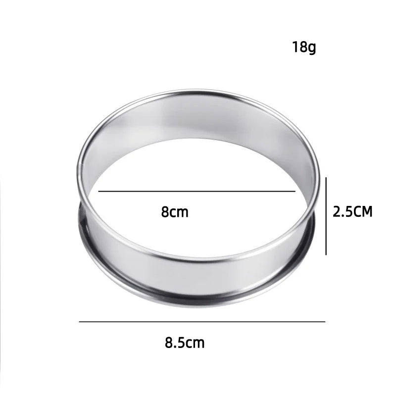 6PCS Stainless Steel Mousse Cake Mold Heat-Resistant Perforated Round Tart Ring Cookies Pastry Circle Cutter Mold Baking Tools