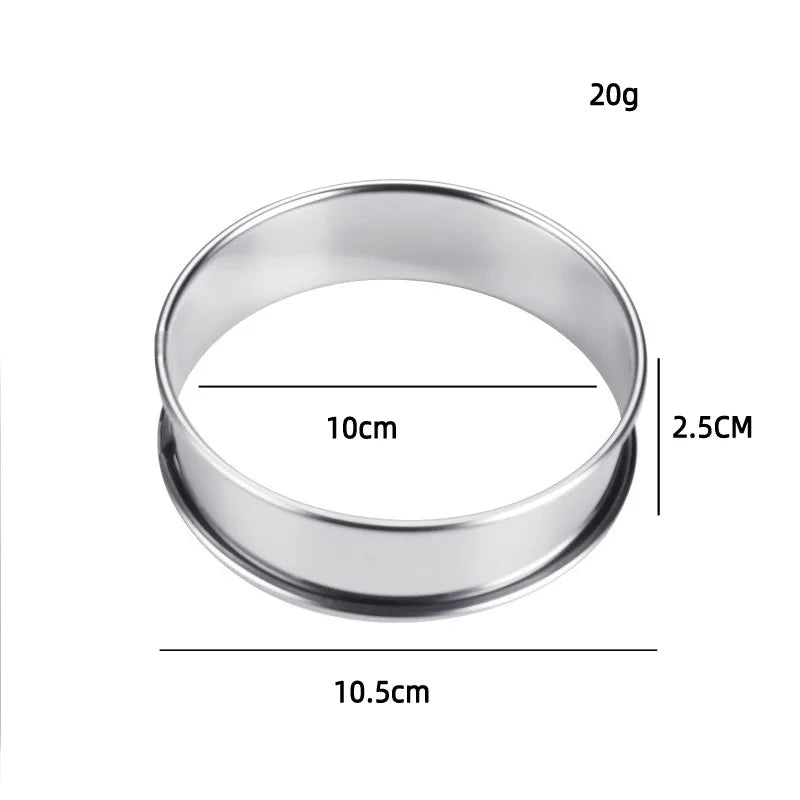6PCS Stainless Steel Mousse Cake Mold Heat-Resistant Perforated Round Tart Ring Cookies Pastry Circle Cutter Mold Baking Tools
