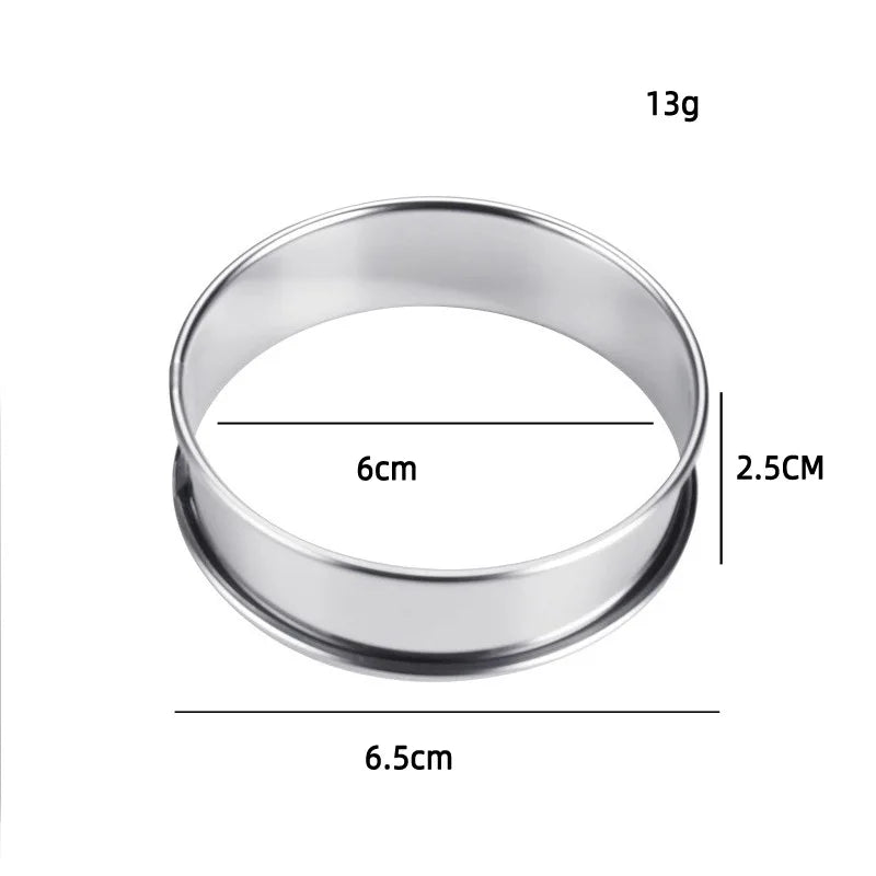 6PCS Stainless Steel Mousse Cake Mold Heat-Resistant Perforated Round Tart Ring Cookies Pastry Circle Cutter Mold Baking Tools